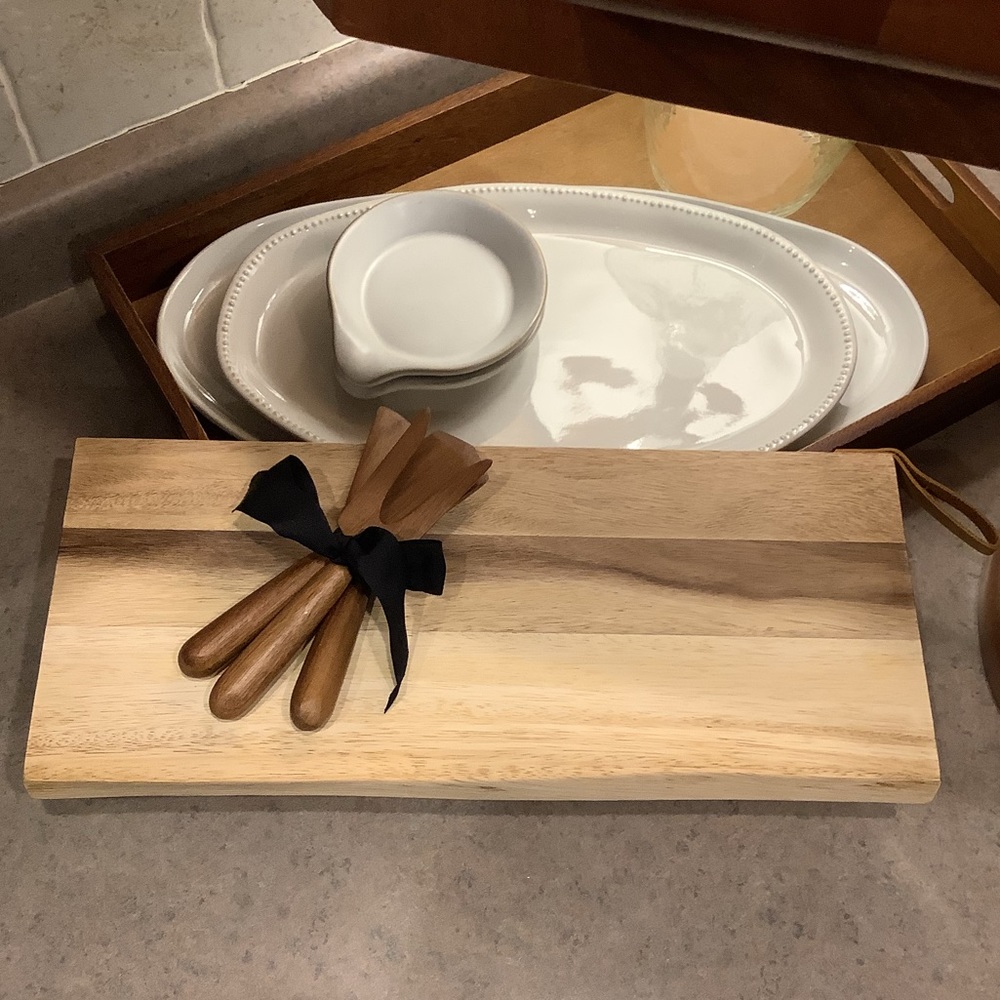 Hearth and Hand with Magnolia Wooden Board and Cheese Spread Utensils Set